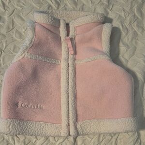 Columbia Soft Pink and White Fleece Vest